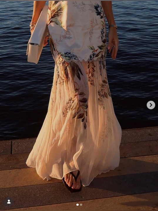 Antipodean Floral Print Dropped Waist La Mar Print Scallop Gown Au14/Us10 Nwt